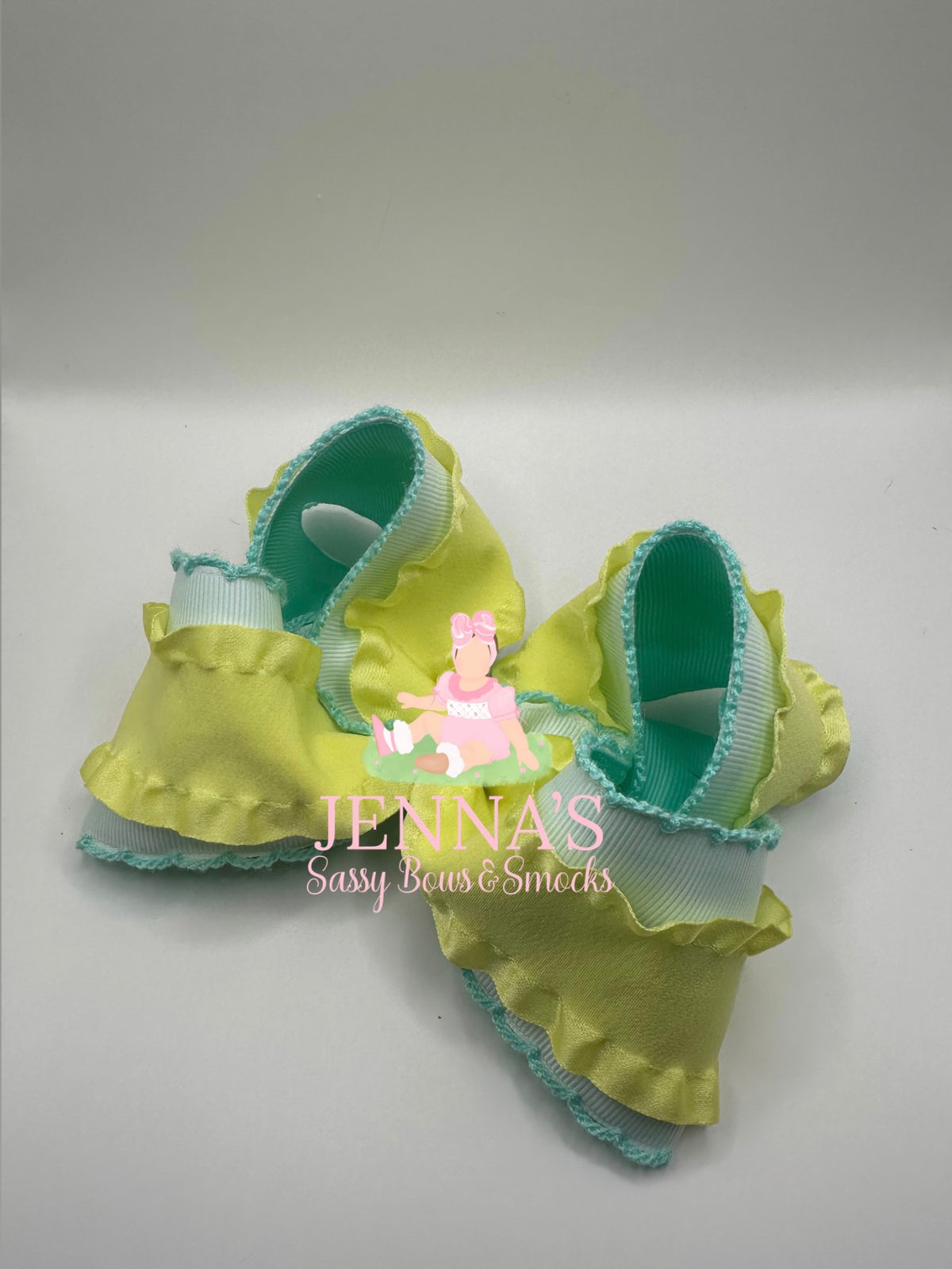 Aqua and Yellow Bow
