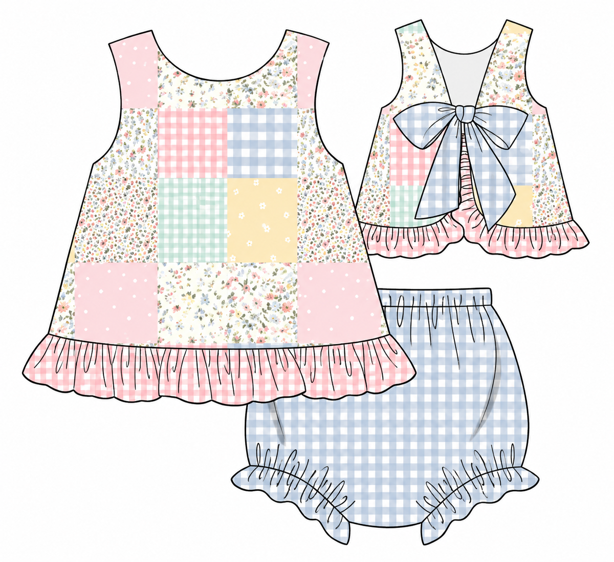 Patchwork diaper set